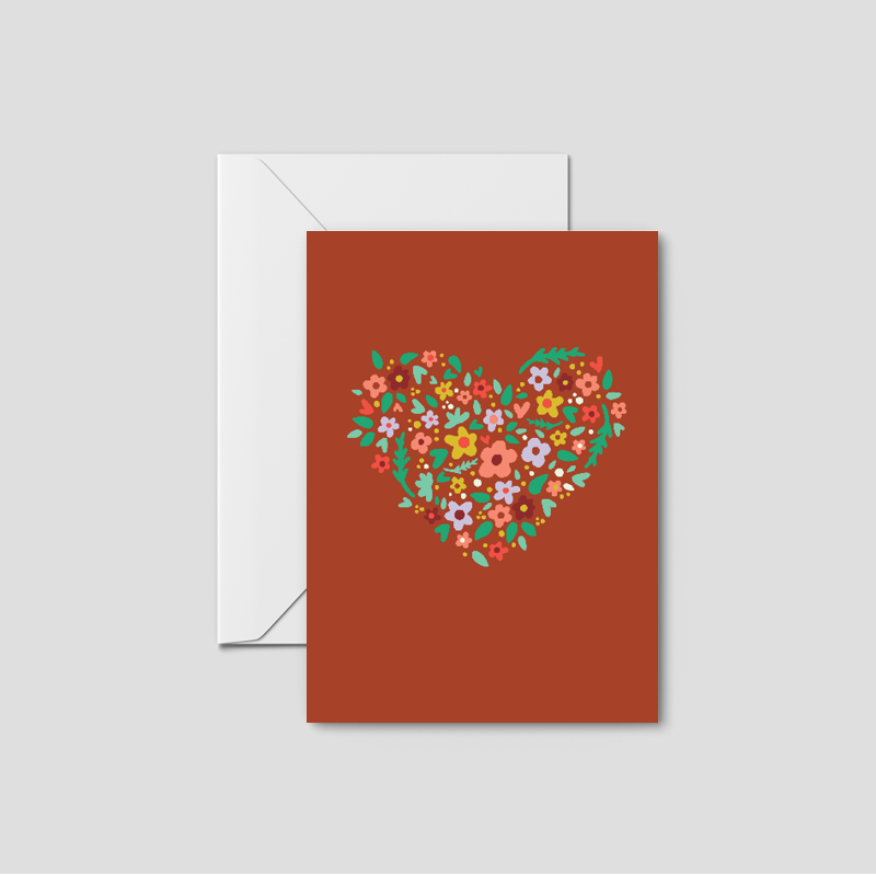 Periwinkle Floral Heart Greeting Card
