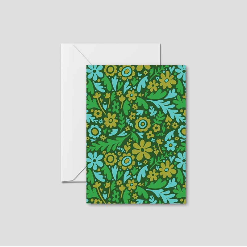 Northern Spring Floral Pattern Greeting Card