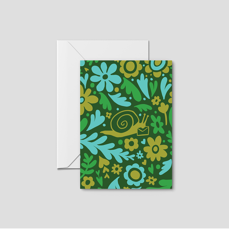 Snail Mail Floral Pattern Greeting Card