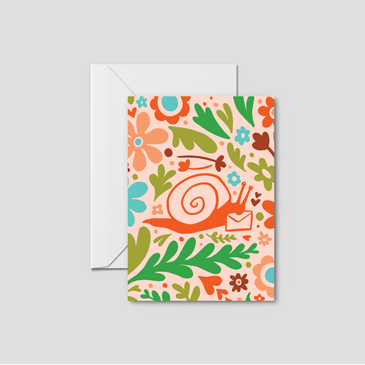 Snail Mail Floral Pattern Greeting Card