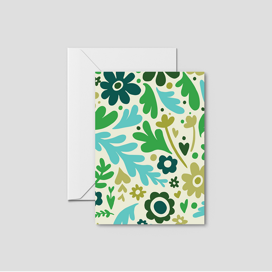 Tossed Spring Floral Pattern Greeting Card